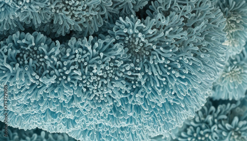 Enlarged image background of light blue slime mold bright colors illustration