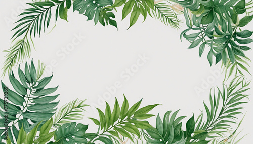 lush foliage as a frame border  isolated with copyspace bright colors illustration