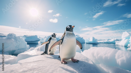 penguin on the ice photo