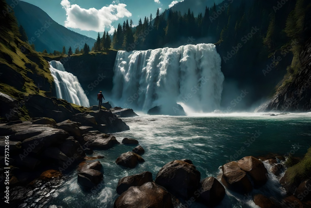 Fototapeta premium waterfall in the mountains