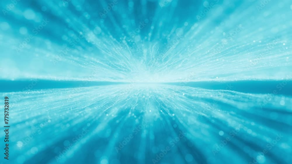 Seamless reversible loop with wave of blinking dots flying through space. Loopable abstract light blue background. AI, cyberspace,big data transfer,metaverse. Consciousness and artificial intelligence