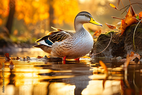 mallard duck near the pond photo