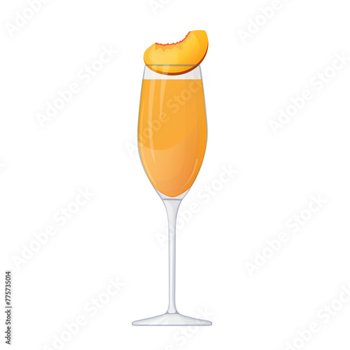 Bellini cocktail. alcoholic drink, hand drawn in cartoon style.