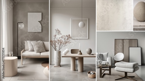 Scandinavian decor as a moodboard reflects the hallmark features of Nordic style  blending natural materials  cozy textures  and muted hues to create a serene and inviting ambiance.