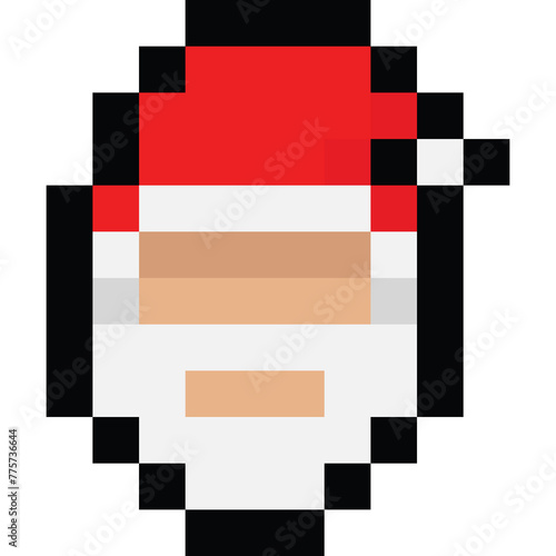 Pixel art christmas santa claus head icon