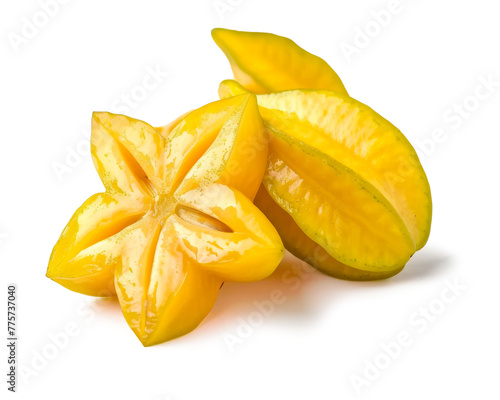 Yellow Star Fruit on White Background