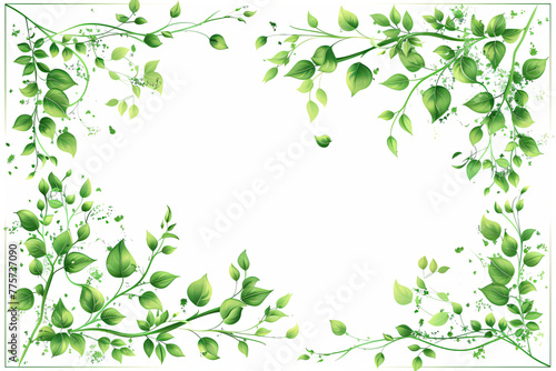 Wallpaper Mural Botanical illustration border with greenery and splatter on white background. Watercolor foliage frame with copy space. Design concept suitable for invitations, posters, and greeting cards Torontodigital.ca