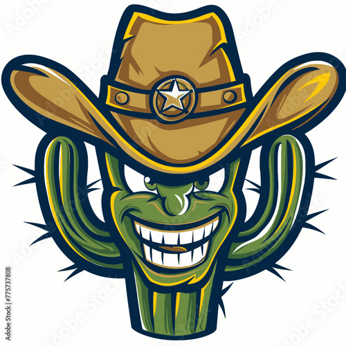 Cactus Sheriff Logo Illustration