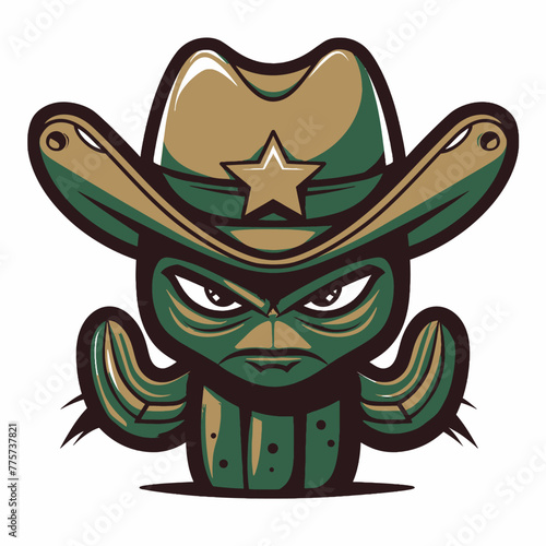 Cactus Sheriff Logo Illustration