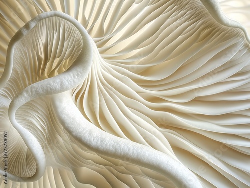Nature's Velvet: Close-Up of a White Mushroom Texture