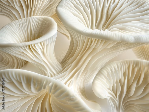 Nature's Velvet: Close-Up of a White Mushroom Texture