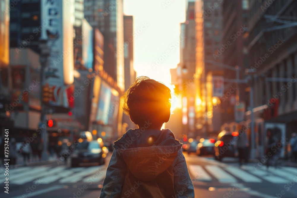 A kid surrounded by towering skyscrapers and bustling city streets, dreaming of being a successful CEO, A kid surrounded by towering skyscrapers and bustling city streets, dreaming of being a successful CEO,