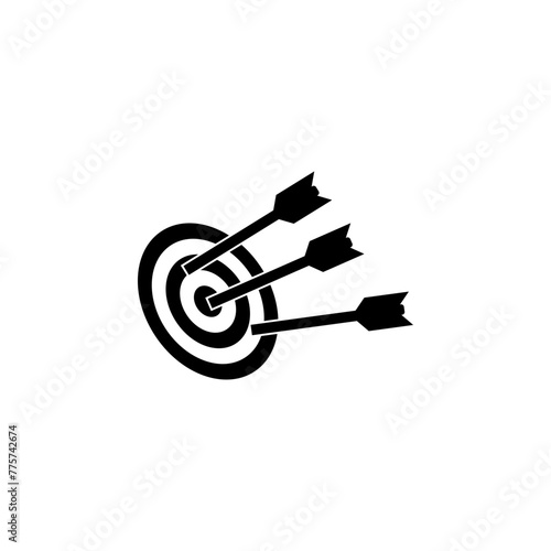Target with Arrow flat vector icon. Simple solid symbol isolated on white background