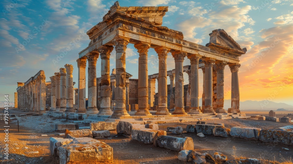 Naklejka premium Historical Sites: Photograph ancient ruins, temples, and archaeological sites