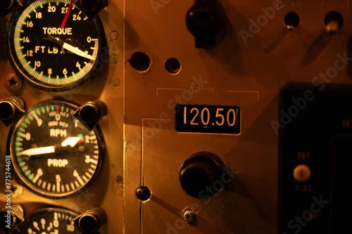 Radio frequency dial in aircraft cockpit