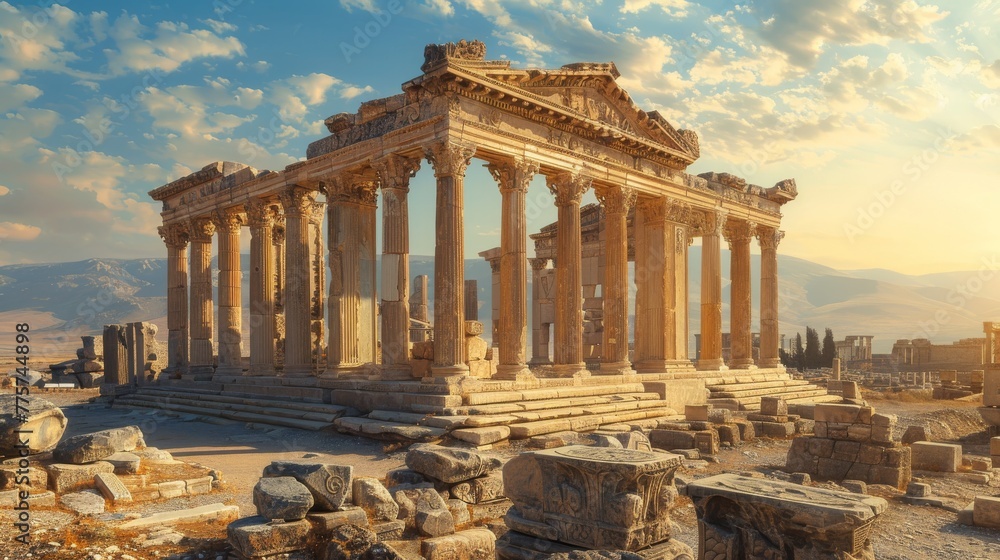 Fototapeta premium Historical Sites: Photograph ancient ruins, temples, and archaeological sites