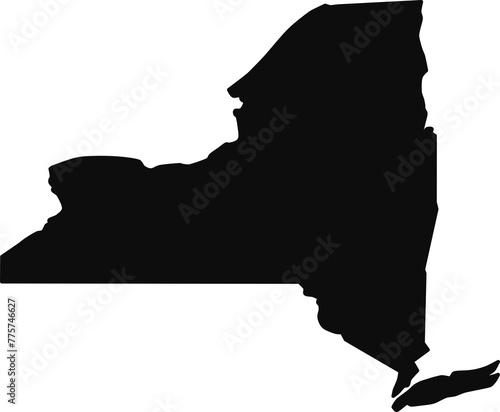 New York State black silhouette isolated map