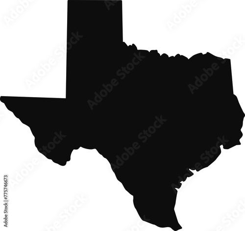 Texas black silhouette isolated map