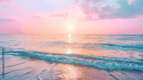 Beautiful sunset over the sea. Colorful sky and sea.