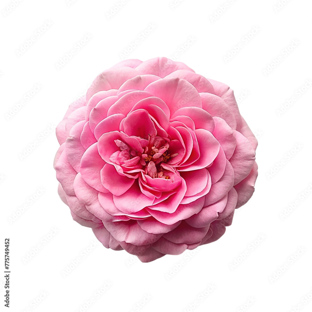 Top view a pink centifolia rose isolated on transparent background. Top view a pink centifolia rose isolated on transparent background.