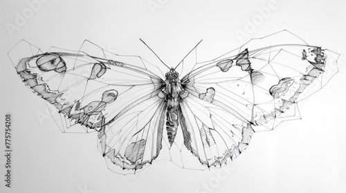 Butterfly drawn with continuous line