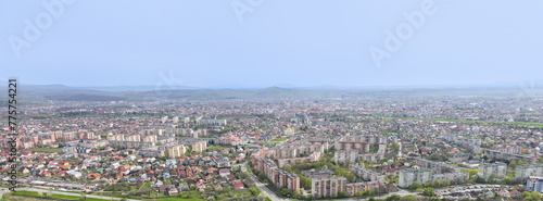 Aerial view of old town Mukachevo Zakarpattia, Ukraine.