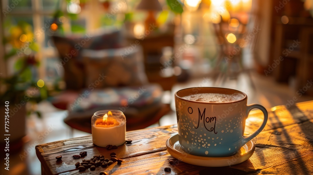 coffee mug with mom printed, sign on the wooden table, tea, morning routine, spring, flowers, best mom coffee mug with mom printed, sign on the wooden table, tea, morning routine, spring, flowers, best mom