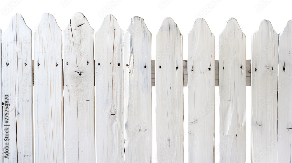 Clean white fence panels, An image showcasing the uniformity and neatness of a recently painted wooden fence Clean white fence panels, An image showcasing the uniformity and neatness of a recently painted wooden fence