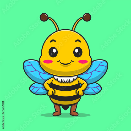 Cute honey bee standing cartoon vector icon illustration animal nature icon isolated flat vector