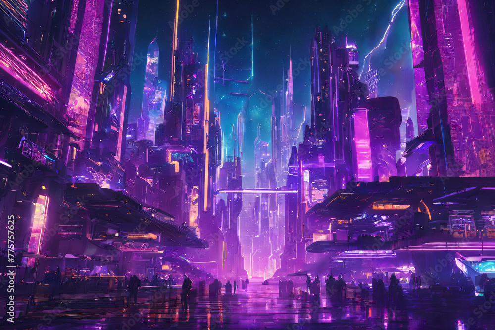 A Futuristic City and Cyberpunk AI generativ. 