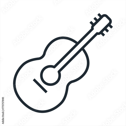 Guitar on white background. Perfect use for web, pattern, design, icon, ui, ux, etc. Guitar minimal icon. Instrument line vector icon for websites and mobile minimalistic flat design.