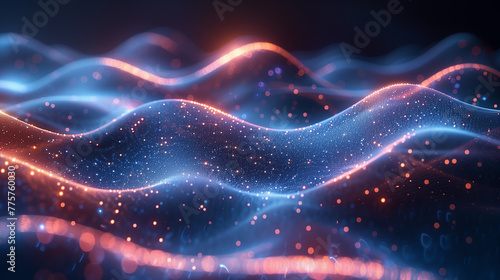 Abstract digital wave of particles. Futuristic point wave. Technology background .