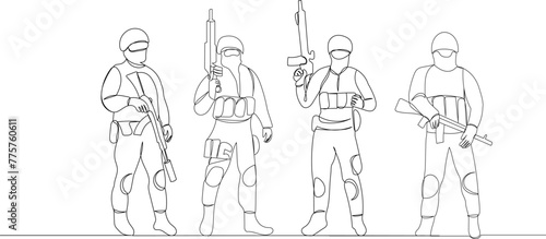 sketch of a military man with a weapon, on a white background vector