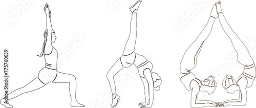 sketch of a female gymnast, on a white background vector