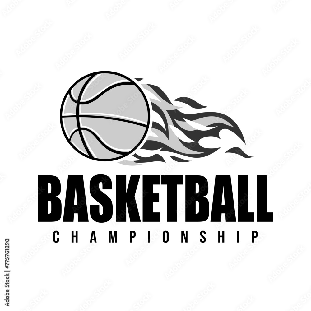 Basketball championship logo emblem design black white