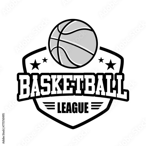 Basketball championship logo emblem design black white