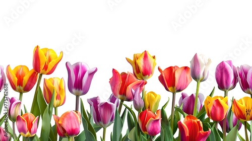 Vibrant Tulips in Bloom, Spring Freshness Captured in a Still Life Photograph. Perfect for Backgrounds or Floral Displays. AI © Irina Ukrainets