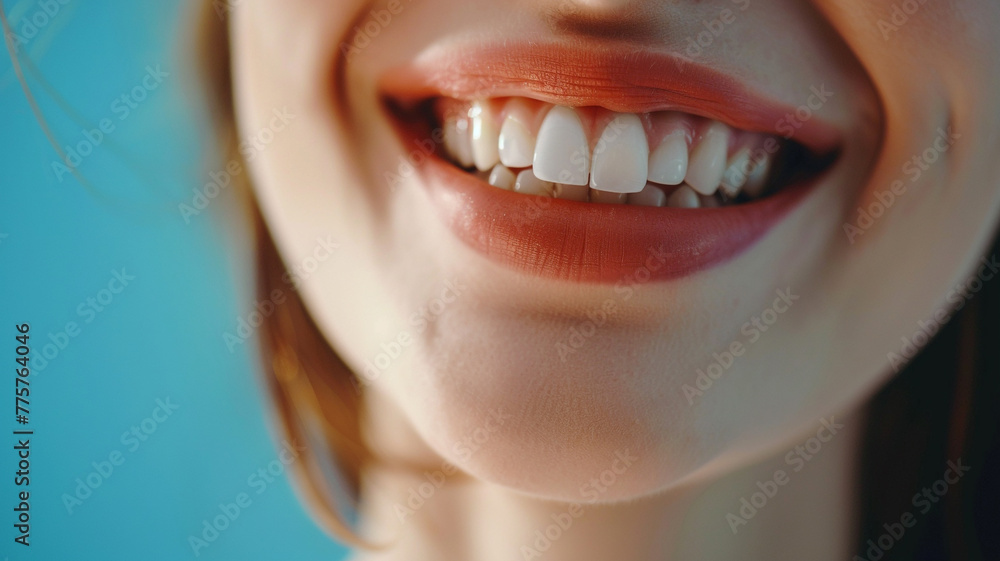 Fototapeta premium Beautiful woman smiling with white teeth