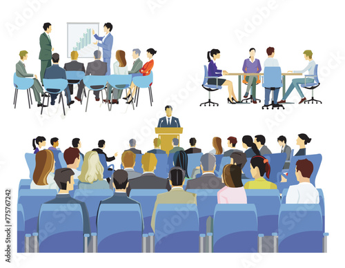 Lehrgang, Fortbildung, Beratung im Team, Geschäftliche Besprechung illustration