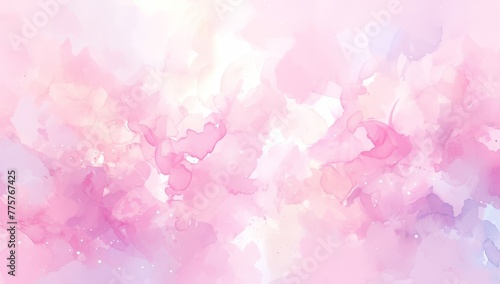 Abstract pink watercolor background with soft pastel colors and dreamy cloud shapes for elegant wedding invitation or party decoration, banner