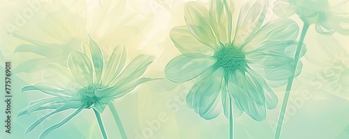 soft colors tenue palette of spring elegant daises bouquet with x-ray effect on a pastel background. A modern abstract art design in the style of vector illustration for fashion, textiles, print or w