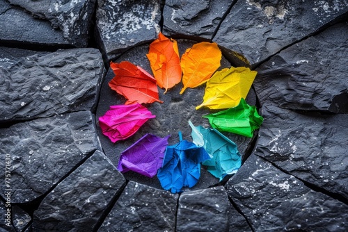 color wheel showcasing the spectrum of hues, essential for artists, designers, and decorators photo