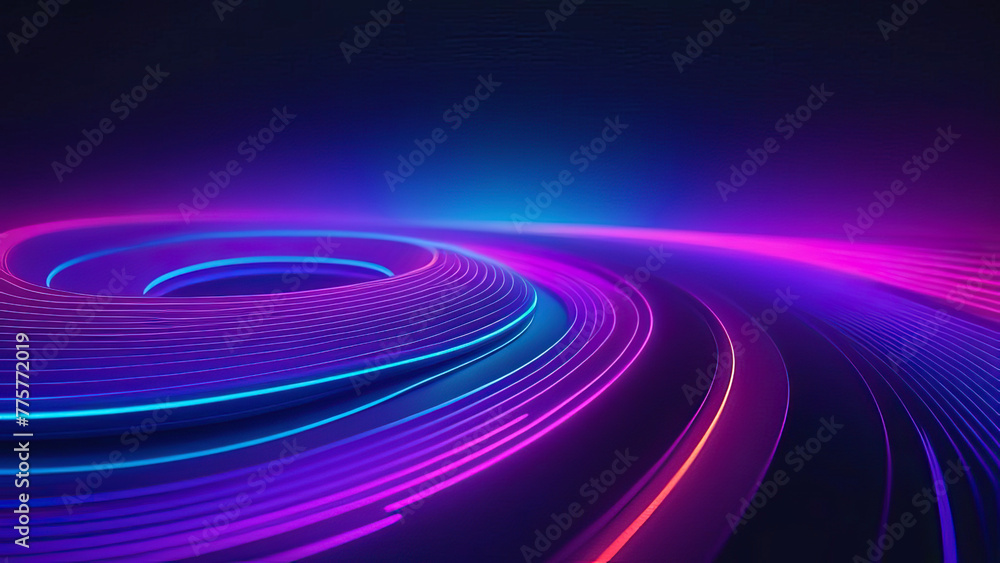 Fototapeta premium Aesthetically Pleasing: Colorful Background Featuring Curvaceous Neon Lines and Abstract Glowing Shapes