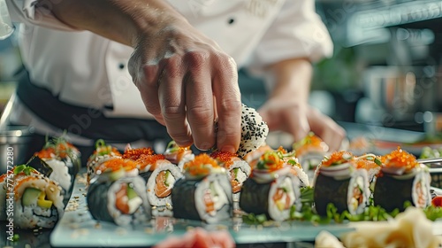Master Chef Artfully Crafting Sushi