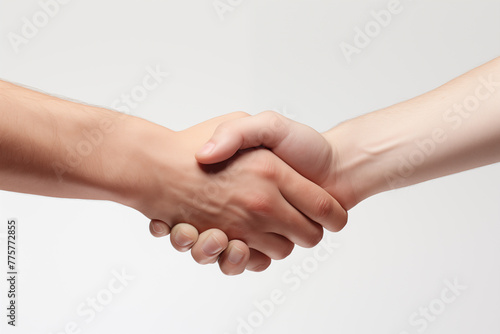 Handshake on white background. World of work. Offer accepted. Friendship at work. Help others. Association.