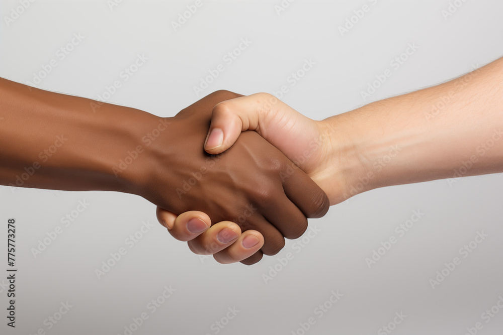 Handshake on white background. World of work. Offer accepted. Friendship at work. Help others. Association. Handshake on white background. World of work. Offer accepted. Friendship at work. Help others. Association.