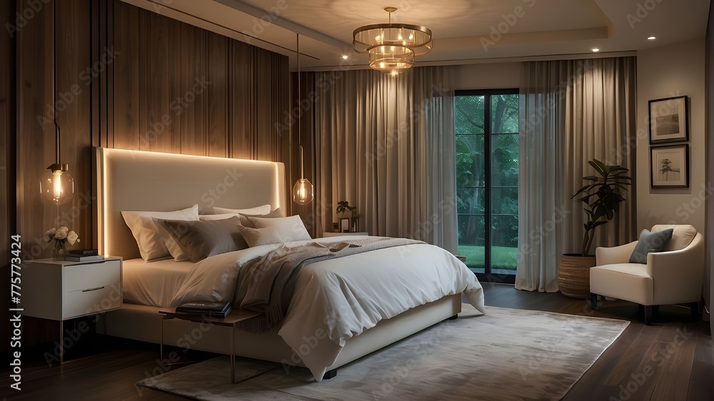 A cozy bedroom oasis with soft bedding and ambient lighting, promoting the importance of quality sleep for overall health