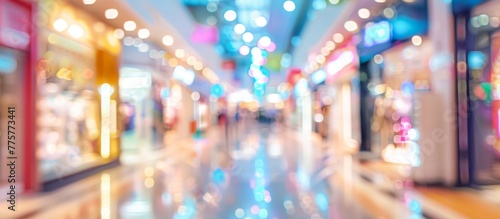 Blurred shopping mall with dazzling lights