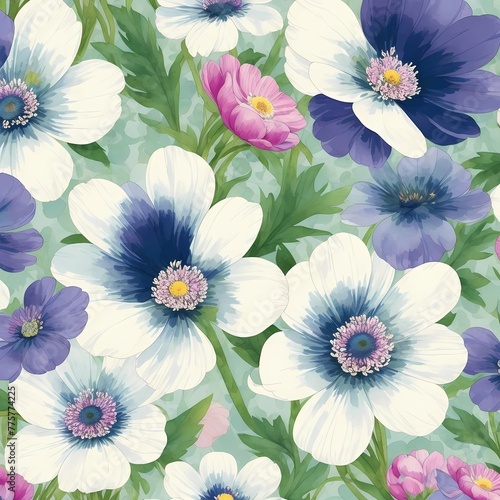 Captivating Anemone Daisy Arrangement: Floral Fantasy Background © Mr.Martelo