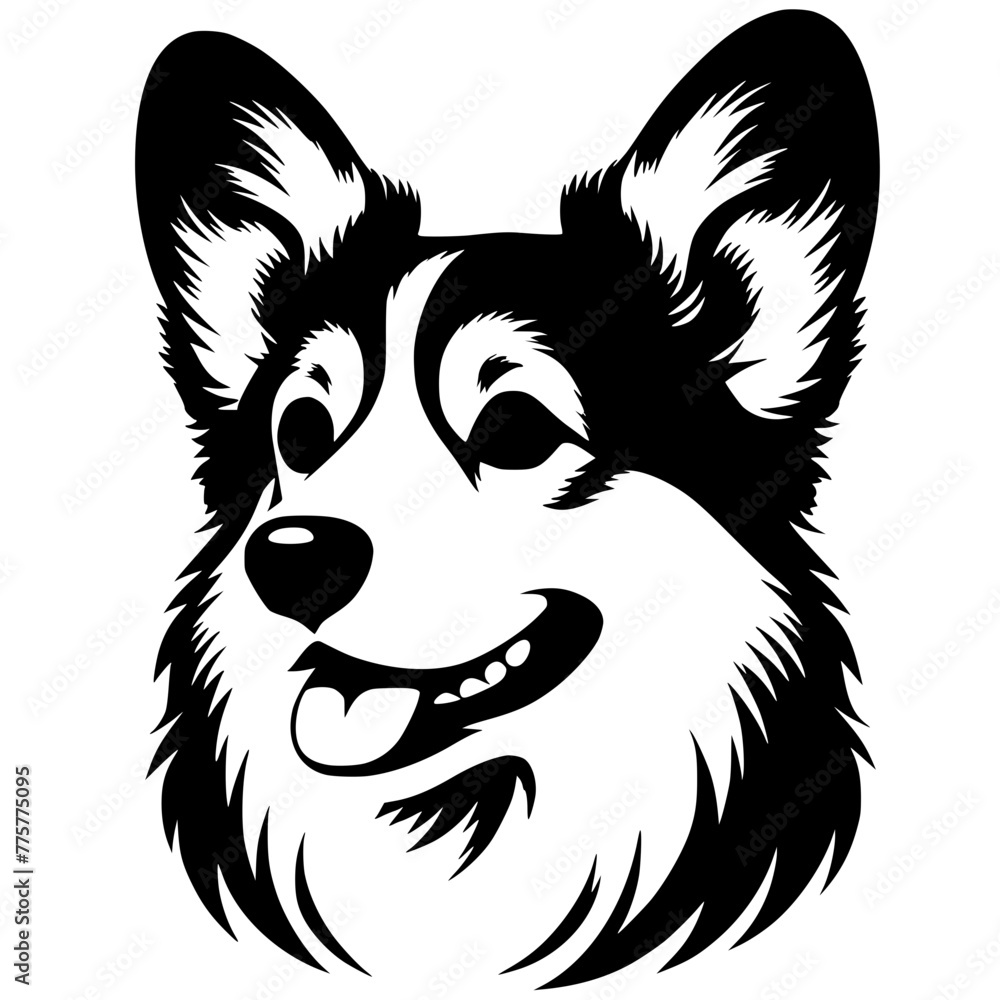 Silhouette of corgi head Silhouette of corgi head